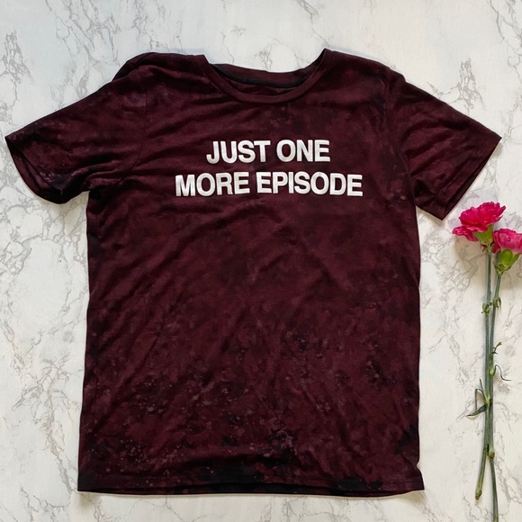 Mighty Fine Tops - “Just 1 More Episode” acid wash short sleeve tee l